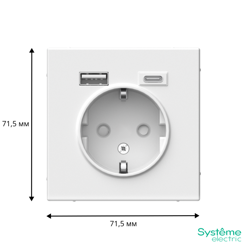 Розетка ArtGallery 16А с 2-мя заряд. устройствами USB A+C 5В/2.4А/3А 2х5В/1.5А механизм бел. SE GAL000132 в интернет-магазине Рэмкабель