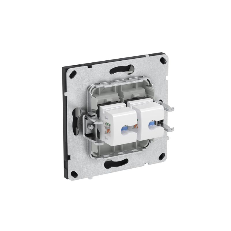 Розетка компьютерная 2-м KANT RJ45 кат.6A без шторки черн. уголь DKC 7012674 в интернет-магазине Рэмкабель