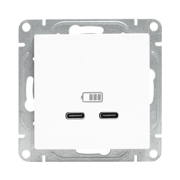 Розетка 2-м СП Эпика USB-C механизм бел. EKF UP1-SOW-2USBC в интернет-магазине Рэмкабель