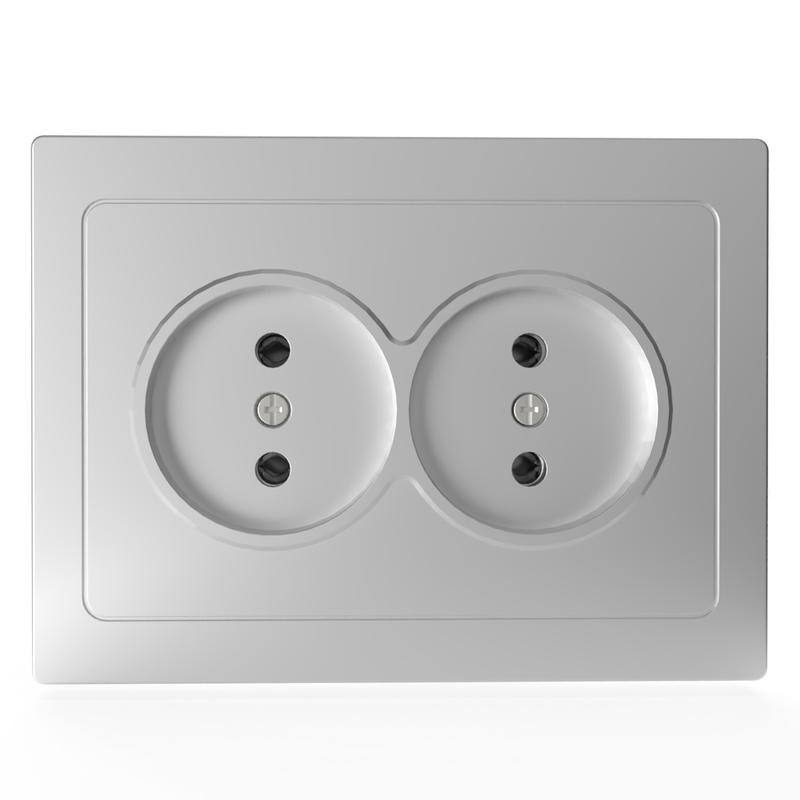 Розетка 2-м СП Pixel 16А IP20 без заземл. в сборе алюм. TOKOV ELECTRIC TKE-PX-R2F-C03 в интернет-магазине Рэмкабель