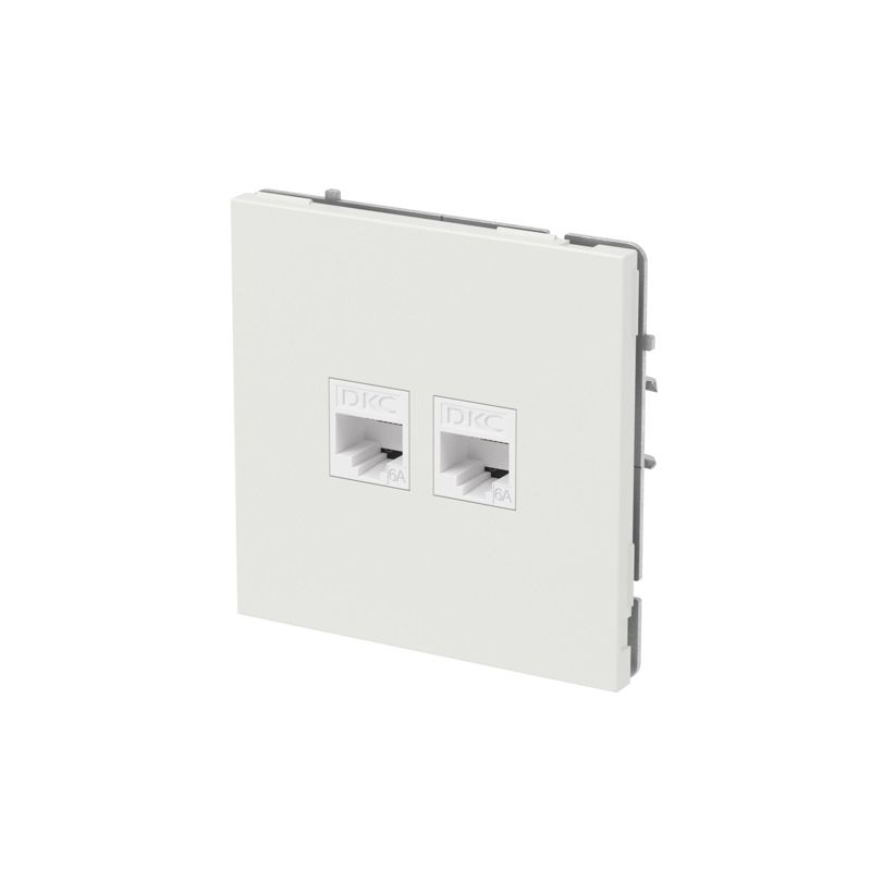 Розетка компьютерная 2-м KANT RJ45 кат.6A без шторки бел. песок DKC 7010674 в интернет-магазине Рэмкабель