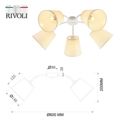Люстра Aimee 9162-305 5хЕ27 60Вт модерн Rivoli Б0059972 в интернет-магазине Рэмкабель