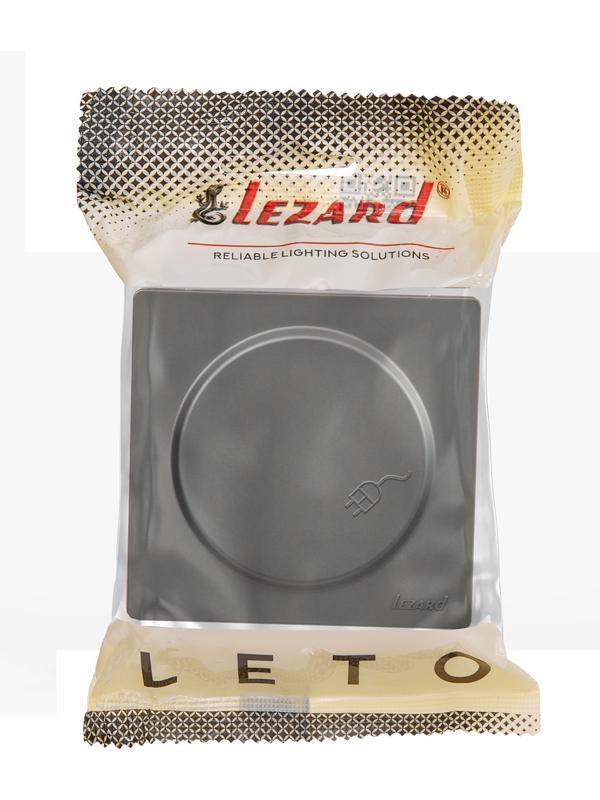 Розетка 1-м ОП LETO с заземл. с крышкой LETO ПБТ платина LEZARD 752-3500-123B в интернет-магазине Рэмкабель