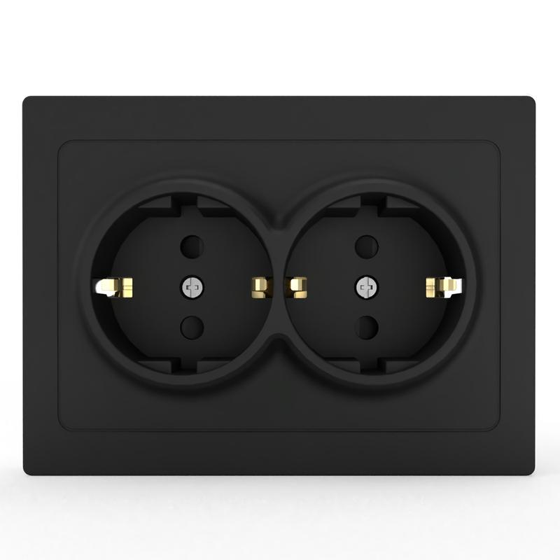 Розетка 2-м СП Pixel 16А IP20 с заземл. защ. шторки в сборе карбон TOKOV ELECTRIC TKE-PX-R2FZSF-C14 в интернет-магазине Рэмкабель