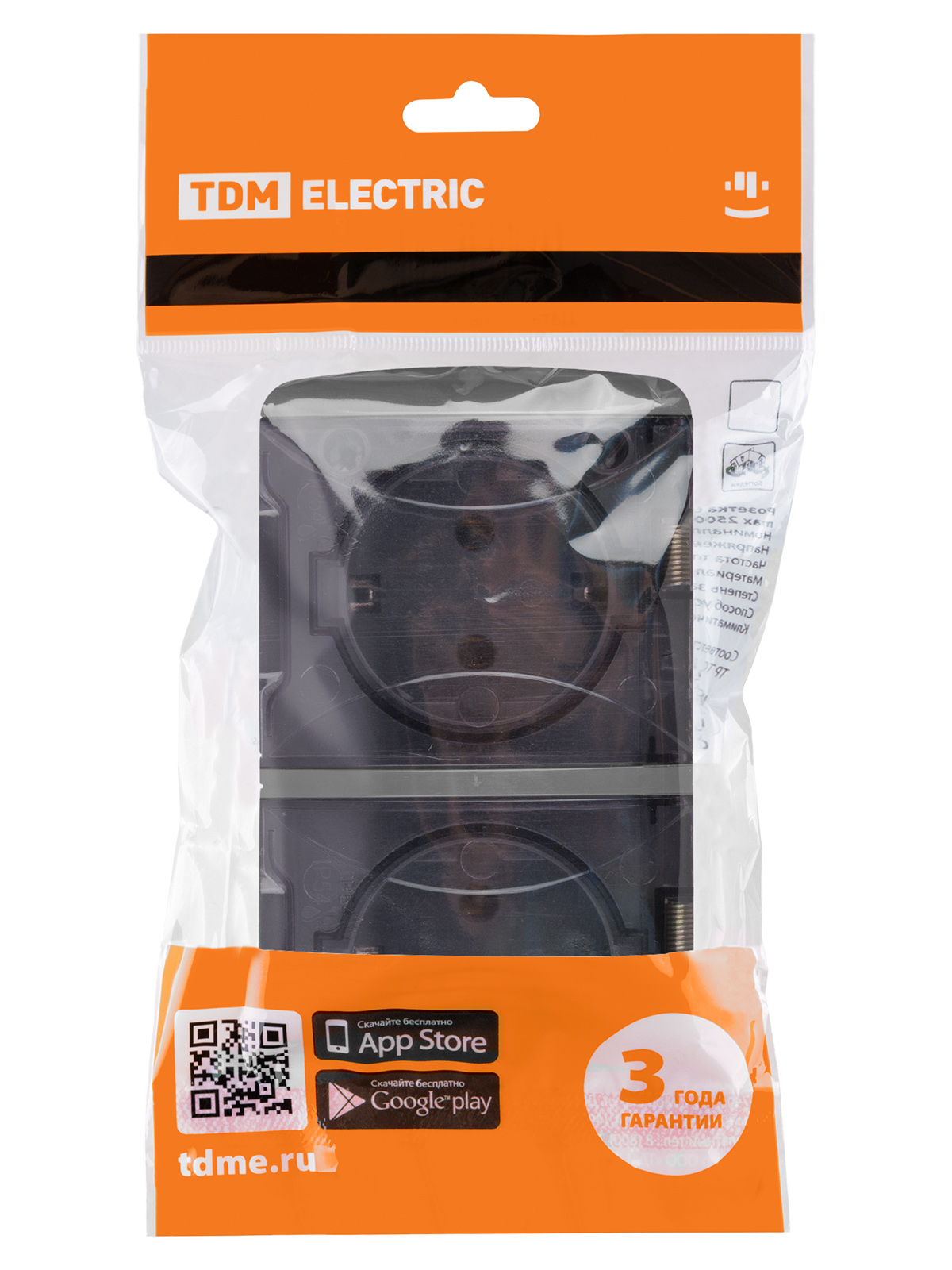 Розетка двойная 2П+3 открытой установки IP54 16А с прозрачной крышкой серая TDM SQ1818-0109 в интернет-магазине Ремкабель