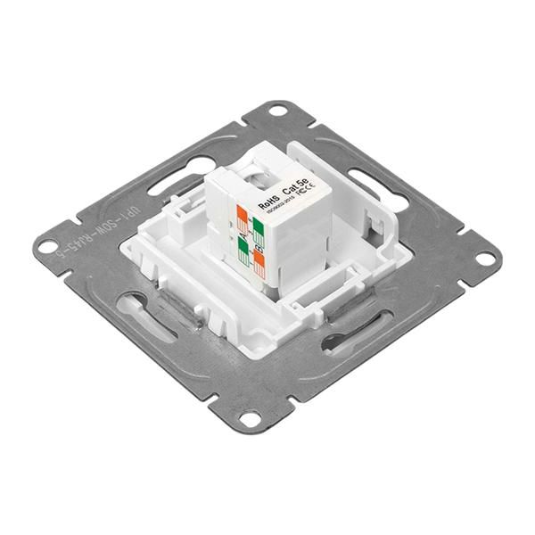 Розетка компьютерная СП Эпика RJ45 кат.5 механизм бел. EKF UP1-SOW-RJ45-5 в интернет-магазине Рэмкабель