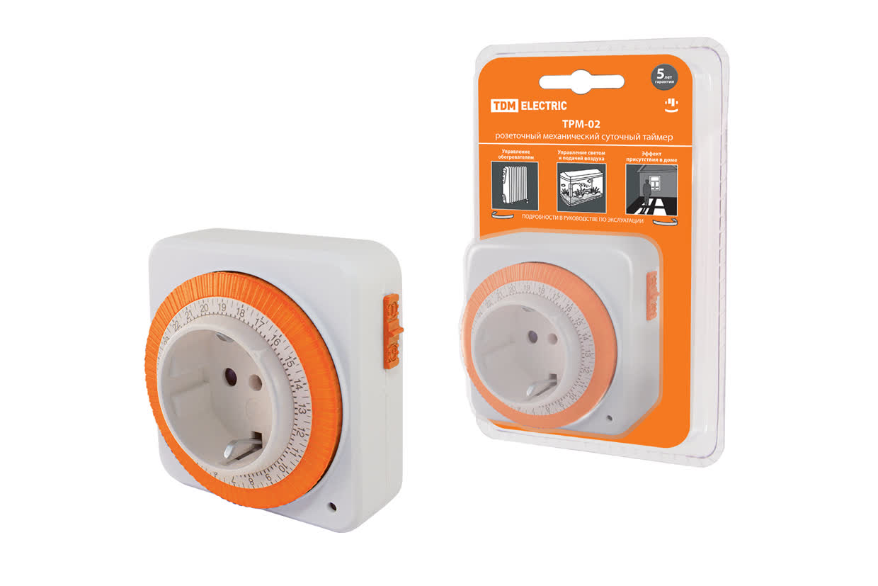 Таймер розеточный механический ТРМ-02 15мин/24ч 16А TDM SQ1506-0003 в интернет-магазине Ремкабель