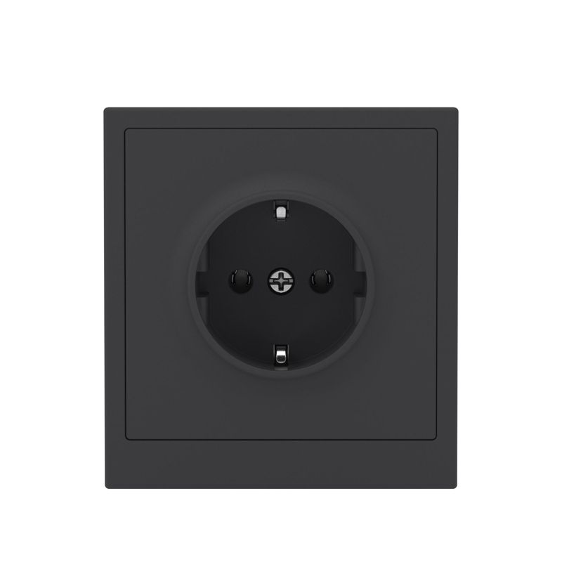 Розетка силовая KANT 2P+E без шторки черн. уголь DKC 7012033 в интернет-магазине Рэмкабель