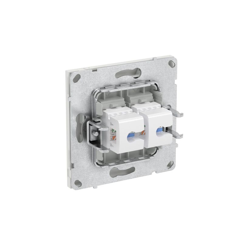 Розетка компьютерная 2-м KANT RJ45 кат.6A без шторки бел. песок DKC 7010674 в интернет-магазине Рэмкабель