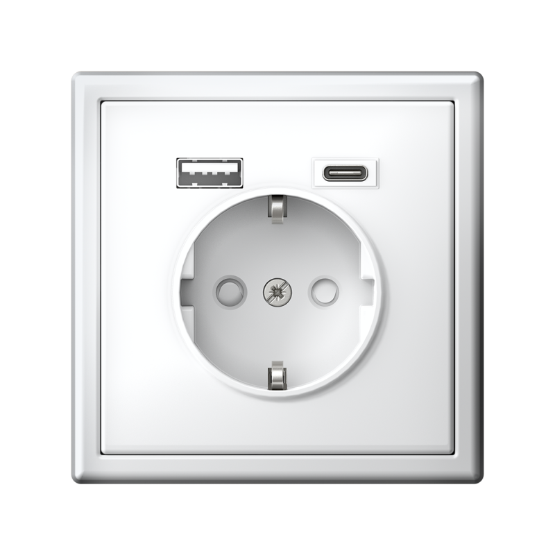 Розетка ArtGallery 16А с 2-мя заряд. устройствами USB A+C 5В/2.4А/3А 2х5В/1.5А механизм бел. SE GAL000132 в интернет-магазине Рэмкабель