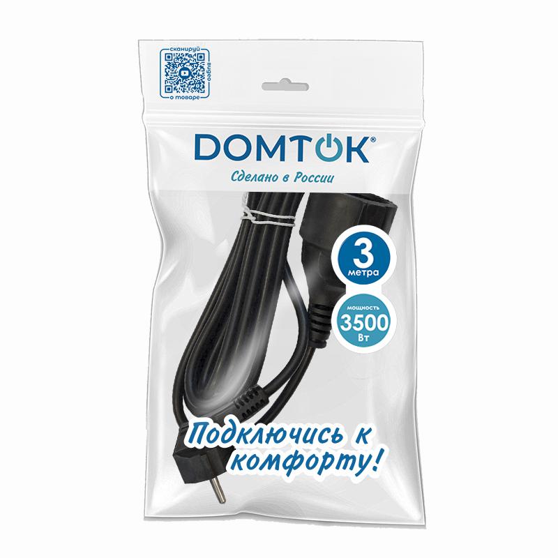 Удлинитель-шнур 1х3м с заземл. 16А IP20 ПВС 3х1 черн. DOMTOK 2342 в интернет-магазине Рэмкабель
