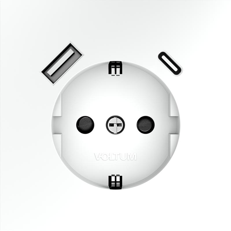 Розетка 1-м СП S70 16А с USB A+С с заземл. защ. шторки механизм бел. матов. Voltum VLS040502 в интернет-магазине Рэмкабель