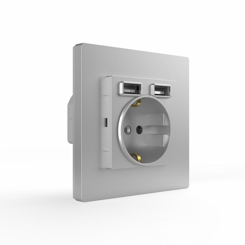 Розетка 1-м СП Pixel с заземл. с 2-мя заряд. устр. USB тип A+A механизм алюм. TOKOV ELECTRIC TKE-PX-R1U2A-C03 в интернет-магазине Рэмкабель