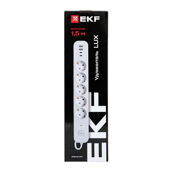 Удлинитель 5х1.5м IP20 2USB 2.4А+2type-C LUX 1.5кв.мм EKF UBA-LUX-515-TC в интернет-магазине Рэмкабель