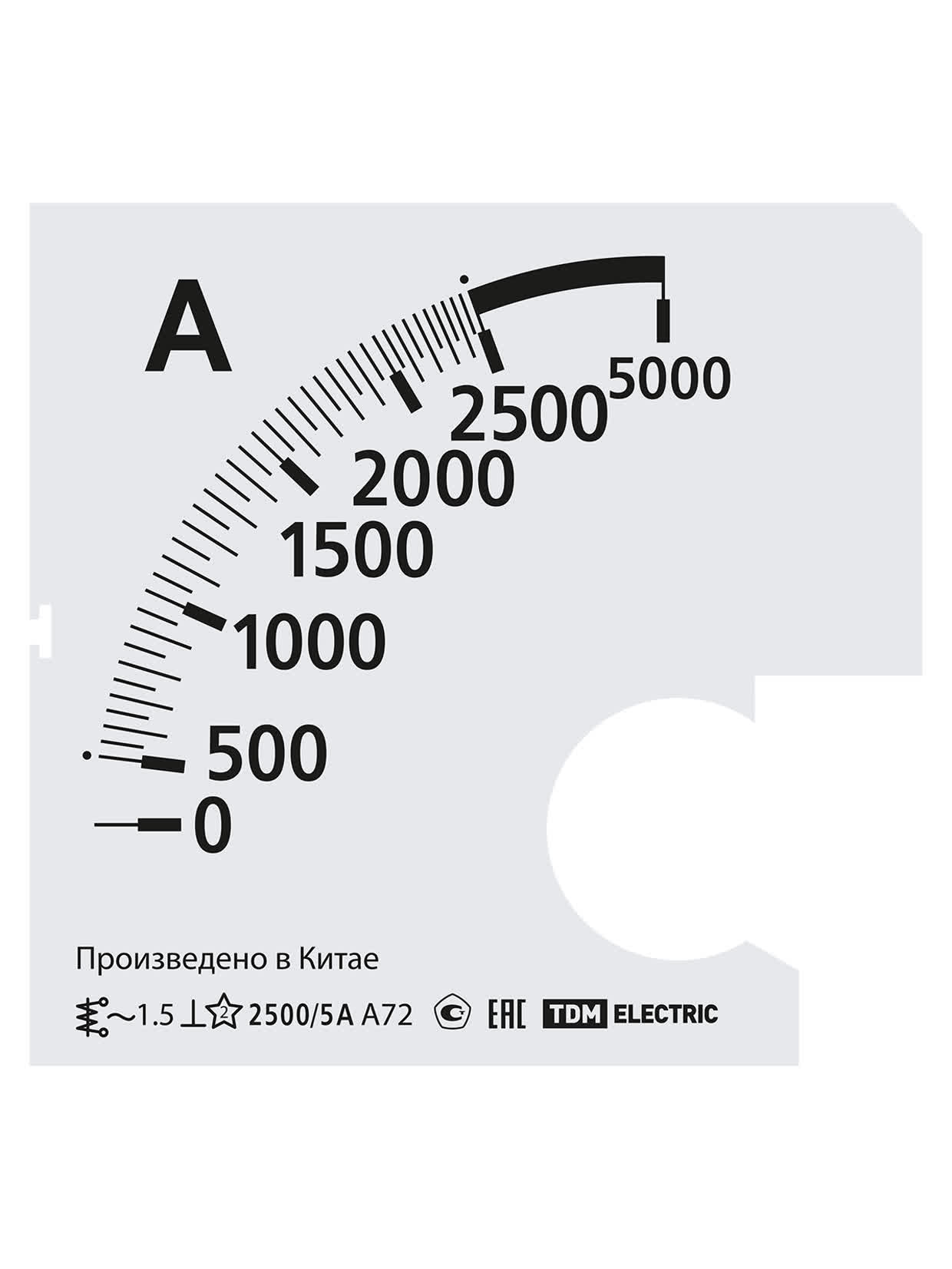 Шкала Ш72 2500/5А-1,5 (для А72 Х/5А) TDM SQ1102-2069 в интернет-магазине Ремкабель