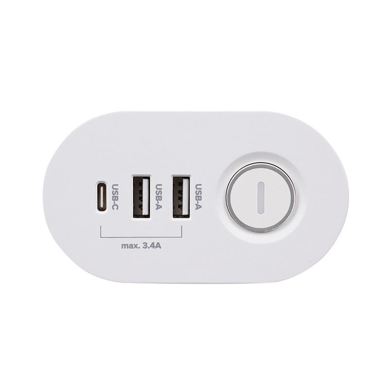 Удлинитель 3х1.5м на струбцине с заземл. с выкл. 3 USB выхода (2А+1С) IP20 ПВС 3х1 ETD-03U-150-wh (3х1.5) бел. JAZZway 5059535 в интернет-магазине Рэмкабель