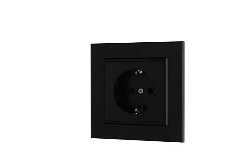 Розетка 1-м Karea LINE STAR с заземл. чер. Makel 86054028 в интернет-магазине Рэмкабель