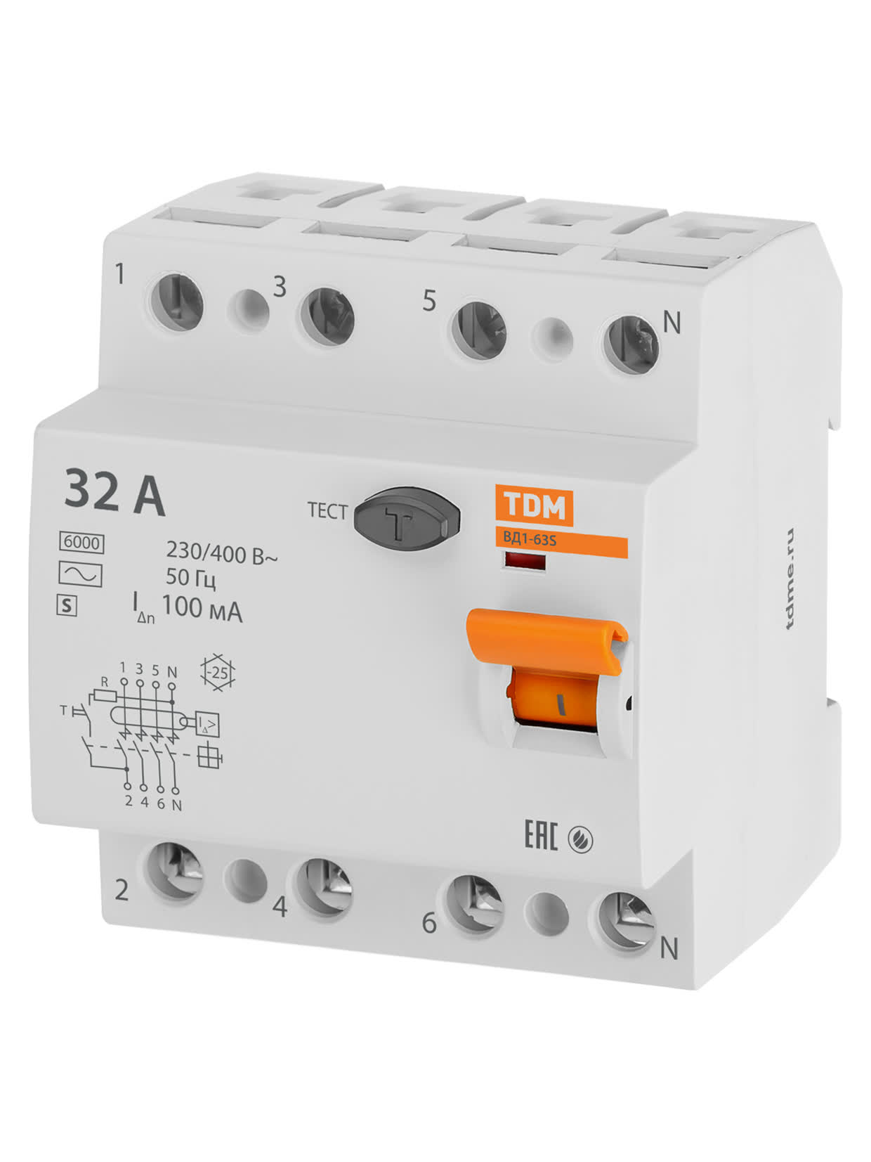 Выключатель дифференциального тока (УЗО) ВД1-63 4P 32A 100mA TDM SQ0203-0066 в интернет-магазине Ремкабель