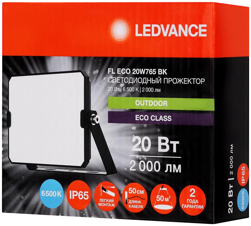 Прожектор светодиодный СДО FL ECO 20W 765 G4 уличный матов. стекло алюм. черн. LEDVANCE 4099854400056 в интернет-магазине Рэмкабель