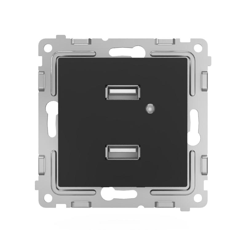 Розетка 2-м USB СП Pixel тип A+A 5В 1х2.1А 2х1.05А механизм карбон TOKOV ELECTRIC TKE-PX-2USB-C14 в интернет-магазине Рэмкабель