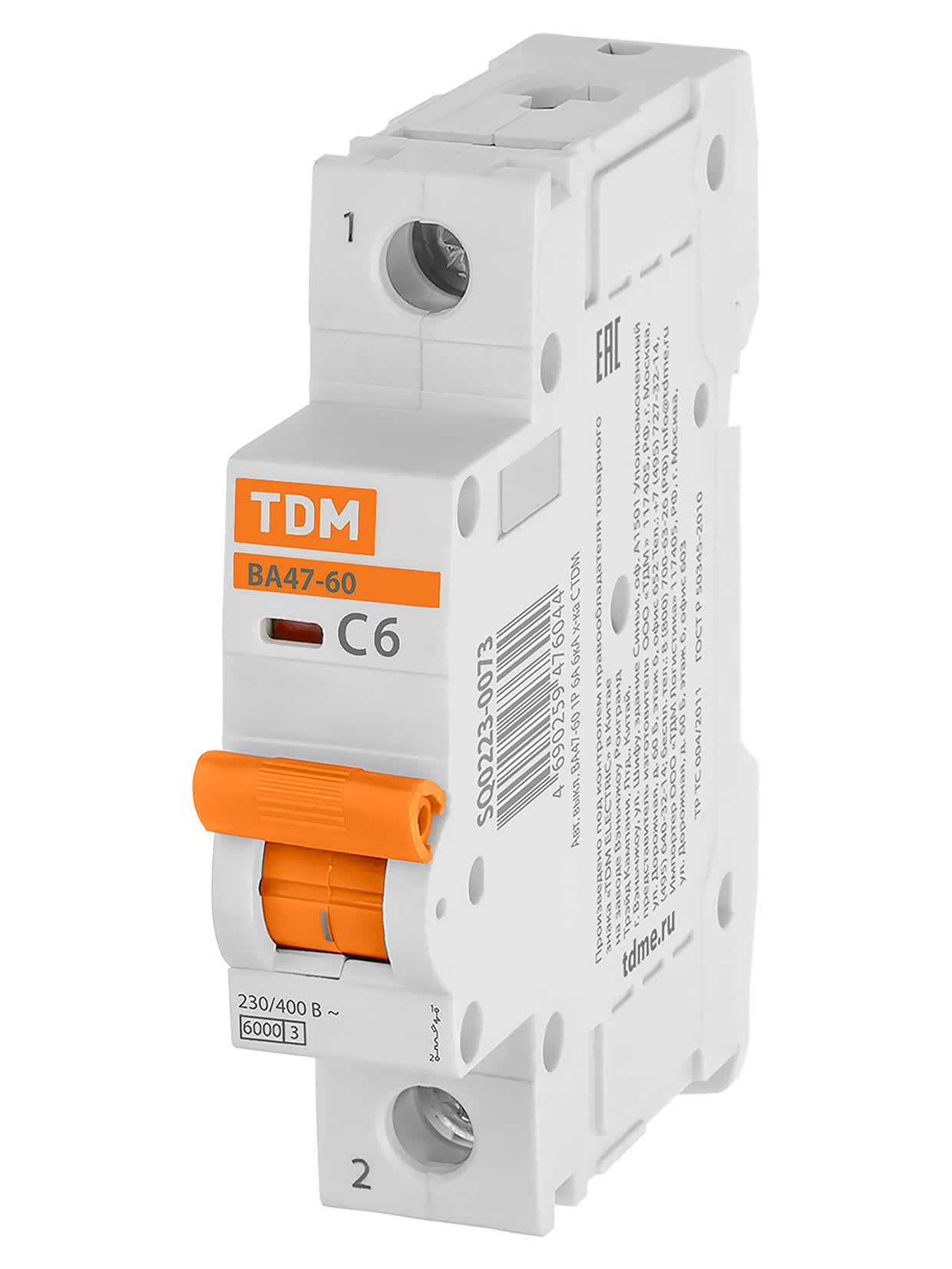 Выключатель автоматический ВА47-60 1P 6A C 6 kA TDM SQ0223-0073 в интернет-магазине Ремкабель