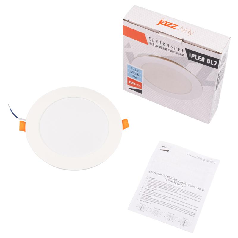 Светильник светодиодный PLED DL7 12Вт 6500К IP54 1020лм WH встраив. бел. Pro JazzWay 5069084 в интернет-магазине Рэмкабель