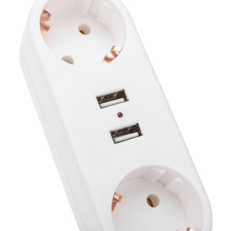 Двойник электрический линейный 16А с/з+2 USB-порта 2.4А бел. Rexant 11-1090 в интернет-магазине Рэмкабель