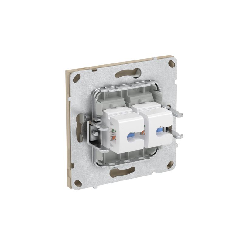 Розетка компьютерная 2-м KANT RJ45 кат.6A без шторки ванильн. марципан DKC 7015674 в интернет-магазине Рэмкабель