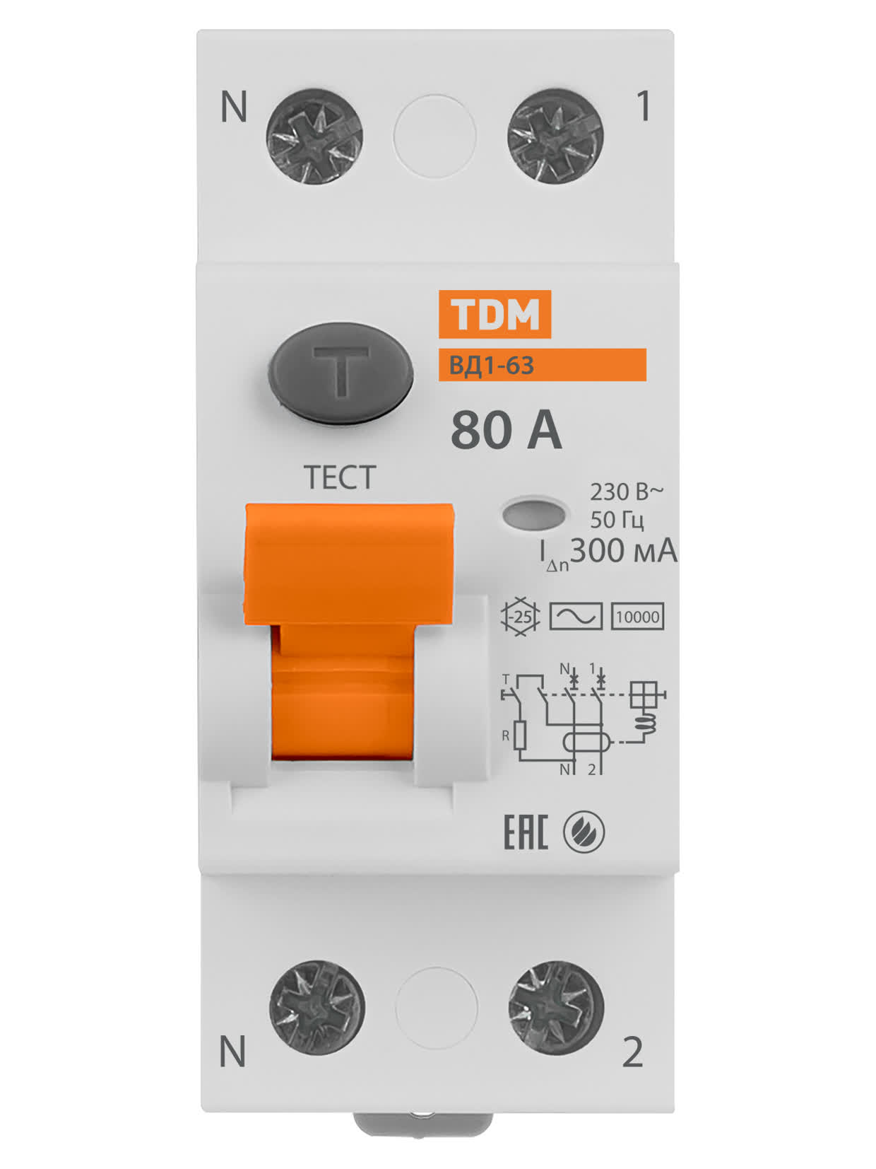 Выключатель дифференциального тока (УЗО) ВД1-63 2P 80A 300mA TDM SQ0203-0021 в интернет-магазине Ремкабель