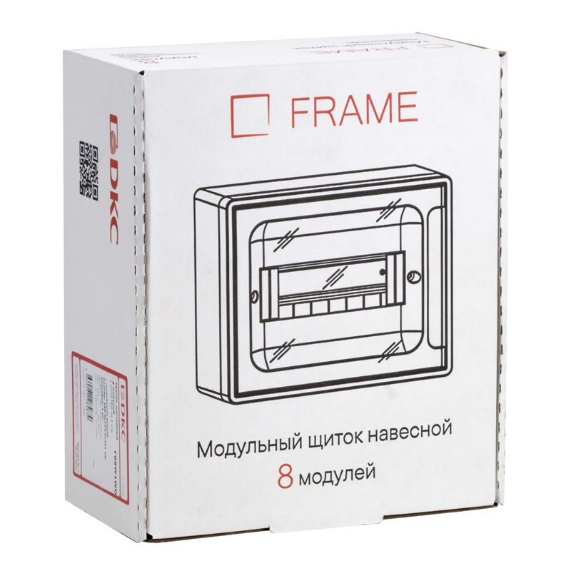Щиток настенный Фрейм (FRAME) ЩРн-п-8 8 мод. с тонированной дверцей с 2 шинами PEN на 6 и 8 отверст. бел. DKC F08W1WD в интернет-магазине Рэмкабель