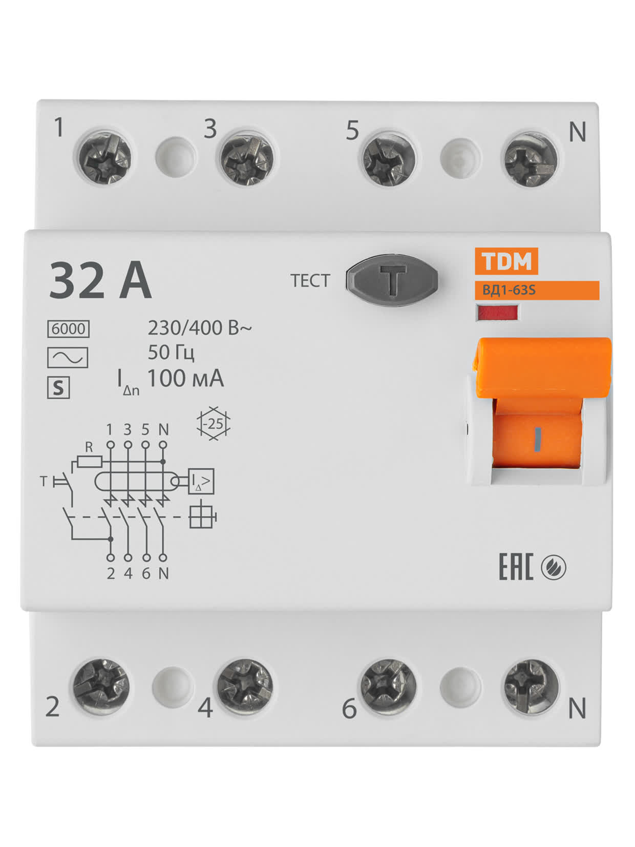 Выключатель дифференциального тока (УЗО) ВД1-63 4P 32A 100mA TDM SQ0203-0066 в интернет-магазине Ремкабель