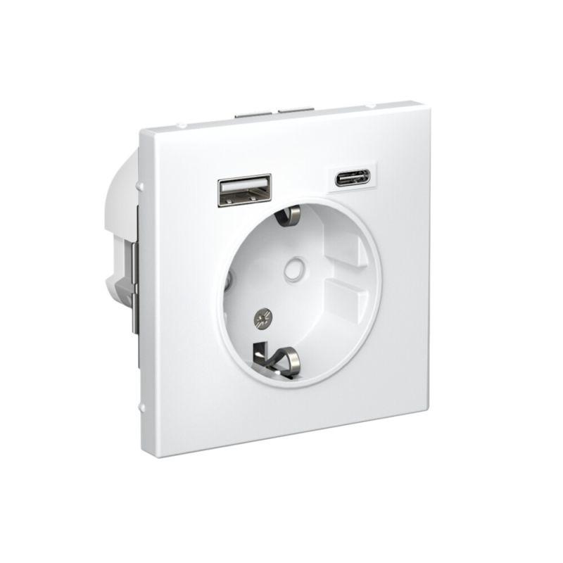 Розетка ArtGallery 16А с 2-мя заряд. устройствами USB A+C 5В/2.4А/3А 2х5В/1.5А механизм бел. SE GAL000132 в интернет-магазине Рэмкабель