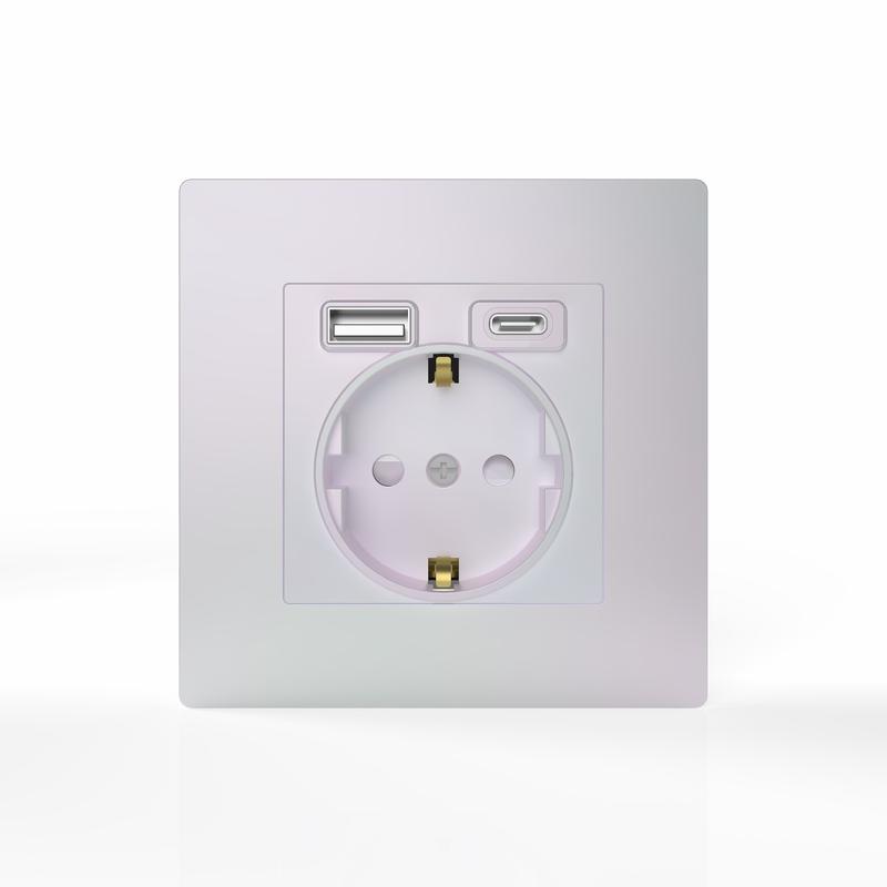 Розетка 1-м СП Pixel IP20 с заземл. с 2-мя заряд. устр. USB тип A+C механизм перламутр. TOKOV ELECTRIC TKE-PX-R1U2AC-C04 в интернет-магазине Рэмкабель