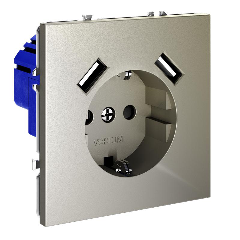 Розетка 1-м СП S70 16А с USB A+A с заземл. защ. шторки механизм шелк Voltum VLS040404 в интернет-магазине Рэмкабель