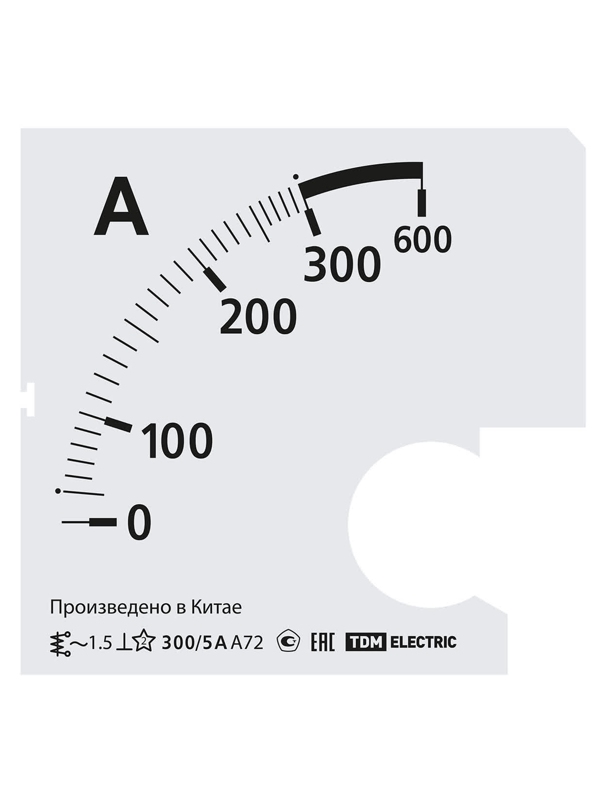 Шкала Ш72 300/5А-1,5 (для А72 Х/5А) TDM SQ1102-2059 в интернет-магазине Ремкабель