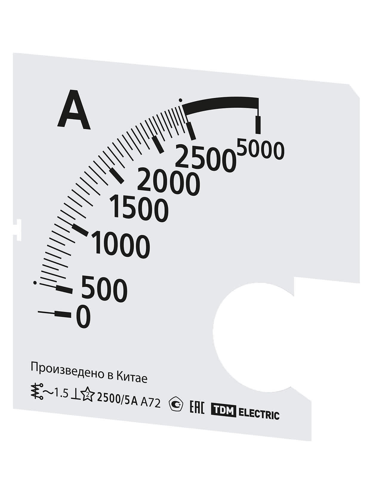 Шкала Ш72 2500/5А-1,5 (для А72 Х/5А) TDM SQ1102-2069 в интернет-магазине Ремкабель