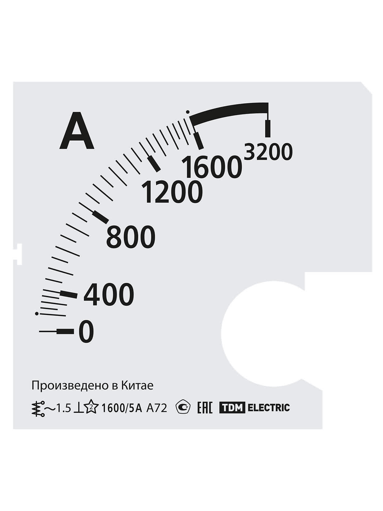 Шкала Ш72 1600/5А-1,5 (для А72 Х/5А) TDM SQ1102-2083 в интернет-магазине Рэмкабель