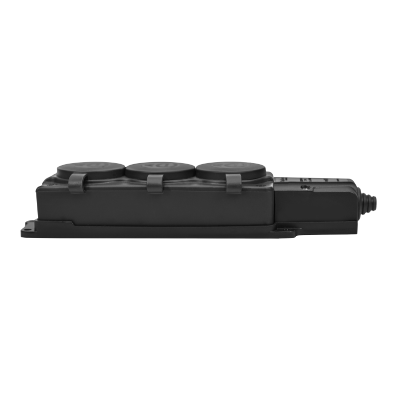 Колодка удлинителя 3-м MultiSet 16А 250В IP44 с заземл. каучук черн. SE MST4103BK в интернет-магазине Рэмкабель