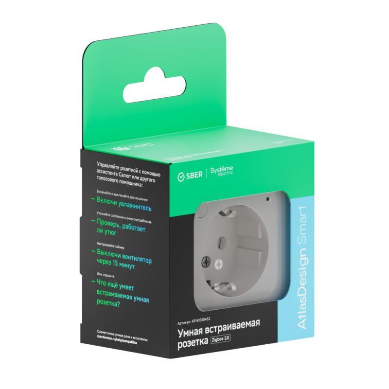 Розетка AtlasDesign Smart 16А L+N с заземл. защ. шторки Zigbee механизм бел. SE ATN000145Z в интернет-магазине Рэмкабель