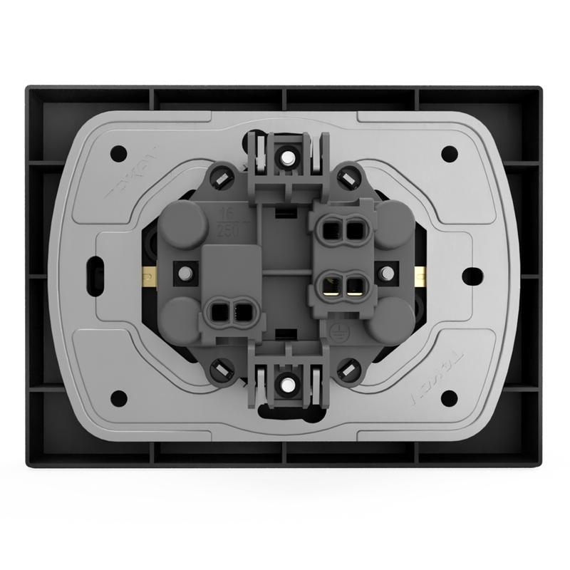 Розетка 2-м СП Pixel 16А IP20 с заземл. защ. шторки в сборе карбон TOKOV ELECTRIC TKE-PX-R2FZSF-C14 в интернет-магазине Рэмкабель