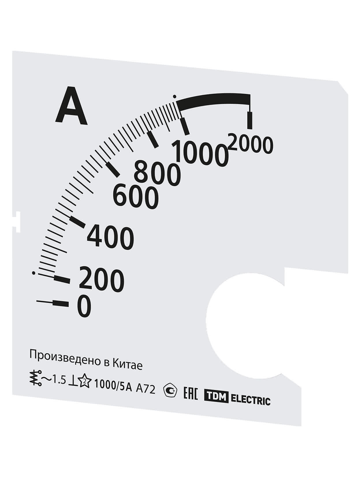 Шкала Ш72 1000/5А-1,5 (для А72 Х/5А) TDM SQ1102-2065 в интернет-магазине Ремкабель