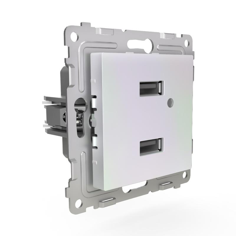 Розетка 2-м USB СП Pixel тип A+A 5В 1х2.1А 2х1.05А механизм перламутр. TOKOV ELECTRIC TKE-PX-2USB-C04 в интернет-магазине Рэмкабель
