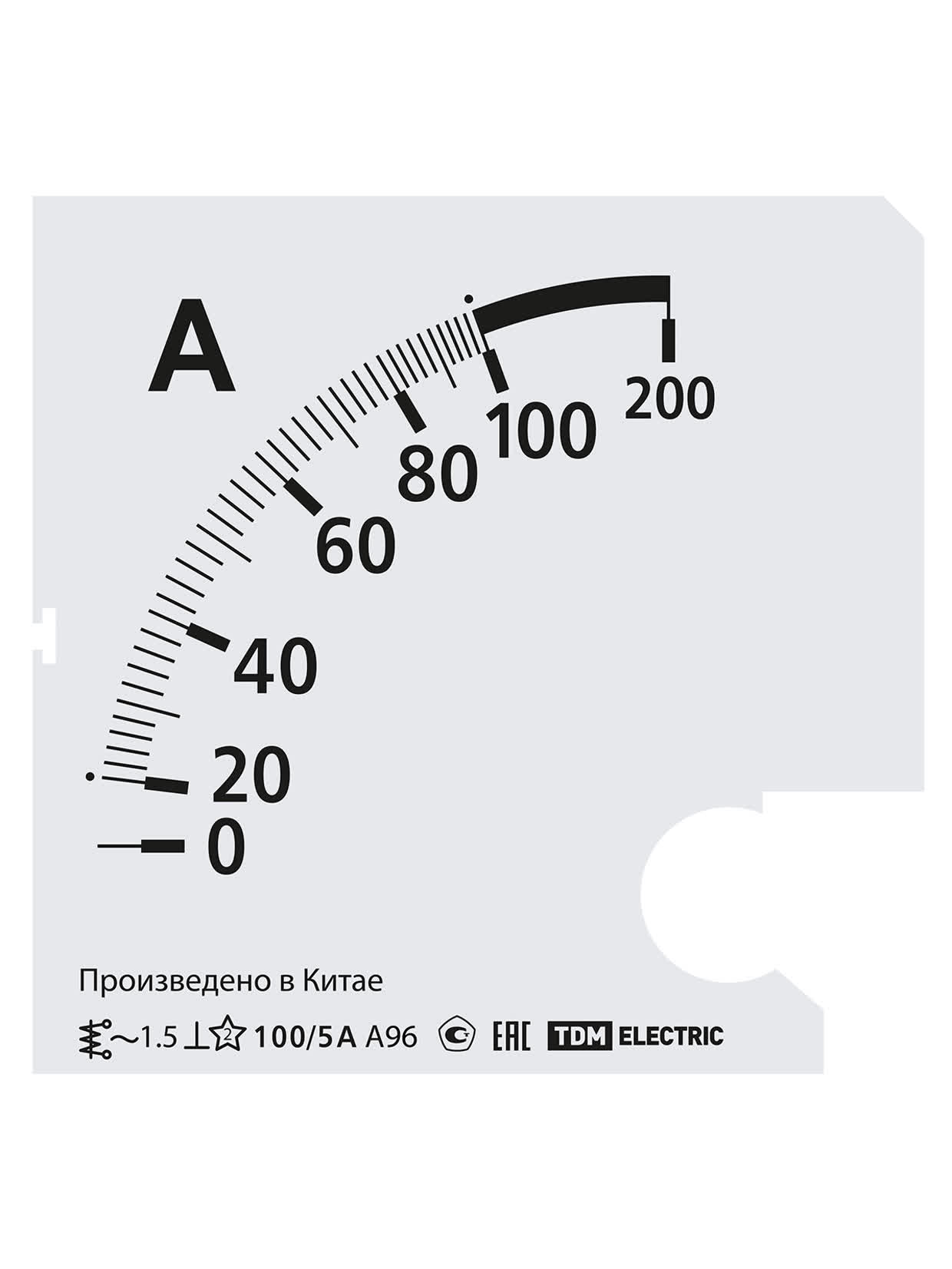 Шкала Ш96 100/5А-1,5 (для А96 Х/5А) TDM SQ1102-2012 в интернет-магазине Ремкабель