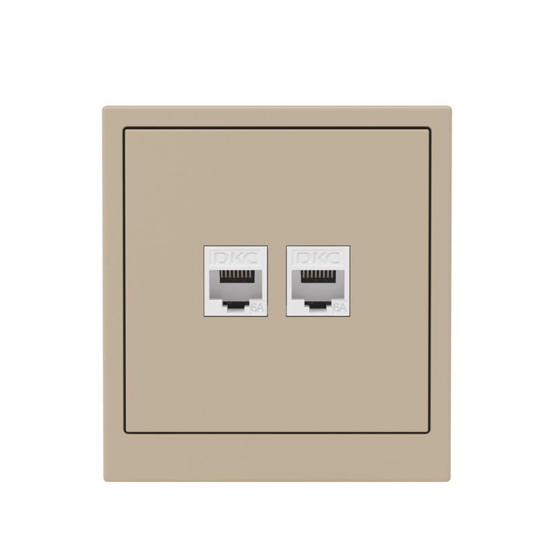 Розетка компьютерная 2-м KANT RJ45 кат.6A без шторки ванильн. марципан DKC 7015674 в интернет-магазине Рэмкабель