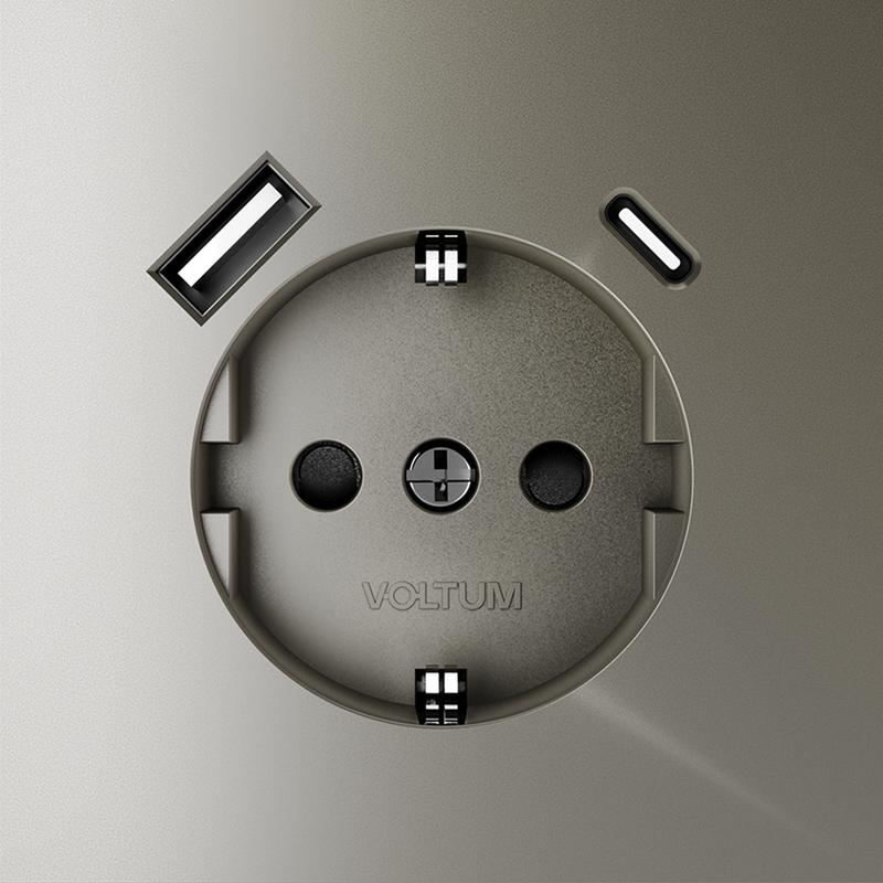 Розетка 1-м СП S70 16А с USB A+С с заземл. защ. шторки механизм шелк Voltum VLS040504 в интернет-магазине Рэмкабель