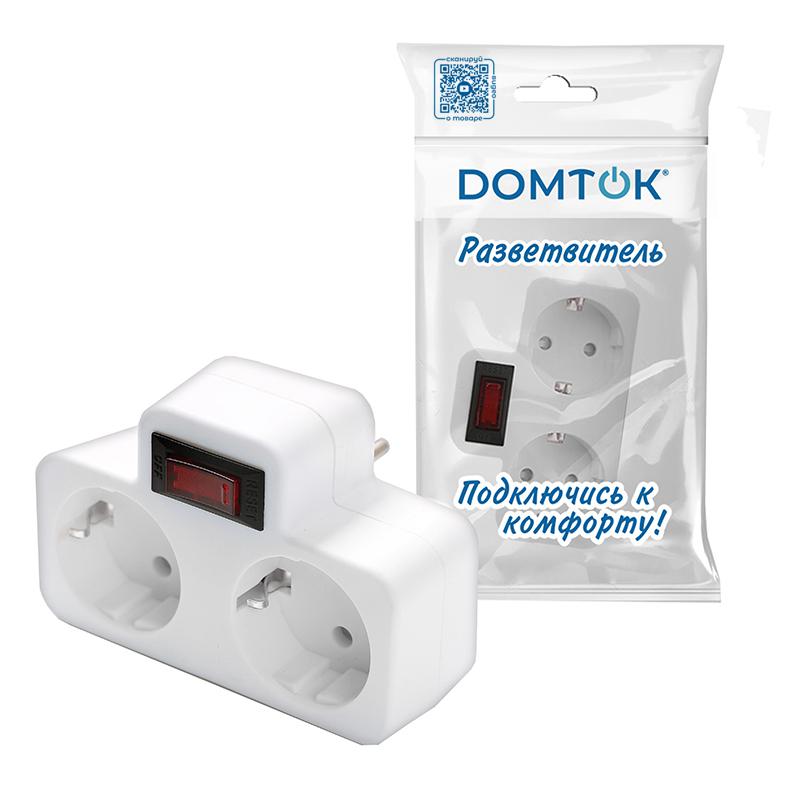 Разветвитель 2-м с заземл. 16А 3500Вт 250В плоский с выключателем бел. DОМТОК 2664 в интернет-магазине Рэмкабель
