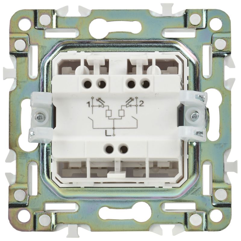 Выключатель 2-кл. SKANDY 10А SK-V09W с индикацией арктич. бел. IEK SK-V20-1-10-K01 в интернет-магазине Рэмкабель