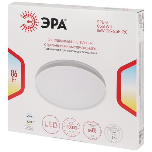 Светильник светодиодный SPB-6 Opal 86W-3K-6.5K-RC WH 86Вт 3000-6500К потолочн. с ДУ Эра Б0070181 в интернет-магазине Рэмкабель
