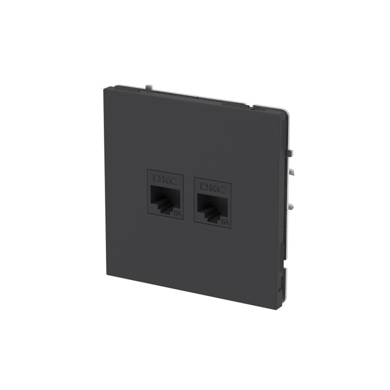Розетка компьютерная 2-м KANT RJ45 кат.6A без шторки черн. уголь DKC 7012674 в интернет-магазине Рэмкабель
