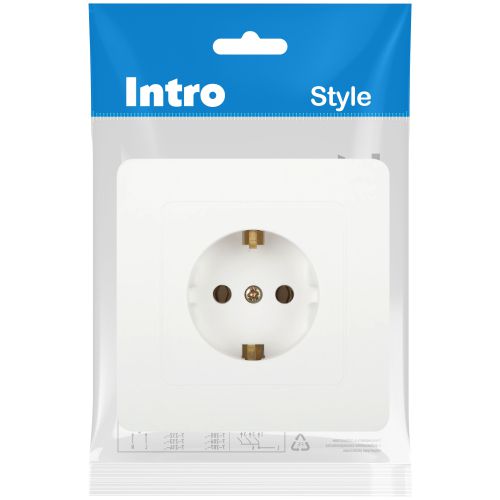Розетка 1-м СП Style 7-202-01 16А 250В IP20 2P+E Schuko с заземл. бел. Intro Б0060619 в интернет-магазине Рэмкабель